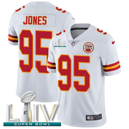 Kansas City Chiefs Nike #95 Chris Jones White Super Bowl LIV 2020 Youth Stitched NFL Vapor Untouchable Limited Jersey->youth nfl jersey->Youth Jersey